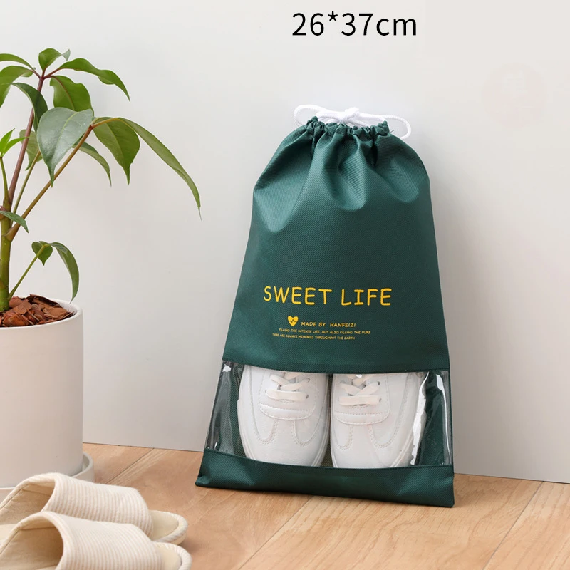 Custom Logo Printing Travel Portable Shoes Separate Storage Drawstring Bag Non-woven Dust-proof Bag