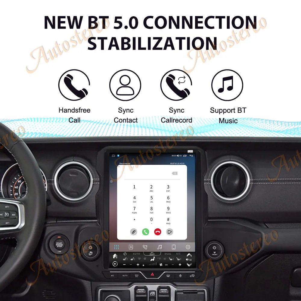 12.1 Inch Carplay For Jeep Wrangler 2018-2021 Car Radio Multimedia Auto Wireless HD Touch Screen GPS Navig Head Unit