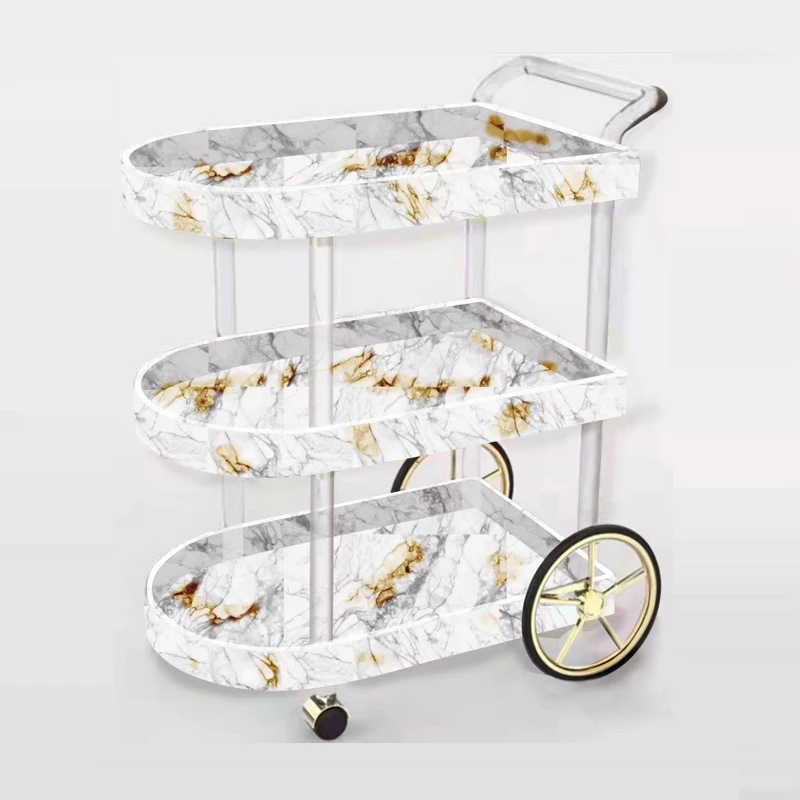 Rolling Trolley Cart wholesale Hotel Acrylic Bar Transparent Rolling Trolley Cart Stroller Transparent Dining Car