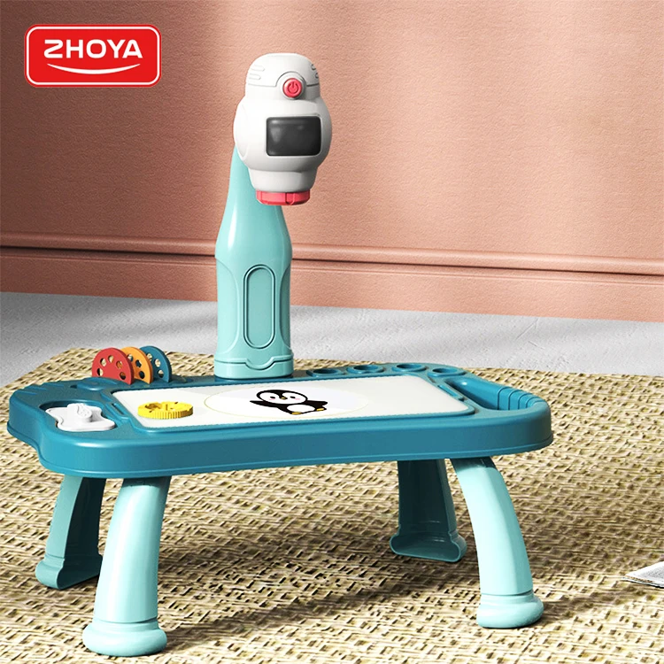 Zhorya New Led Projector Painting Table Toys ABS Writing Board For Kids Art Kit Drawing Board