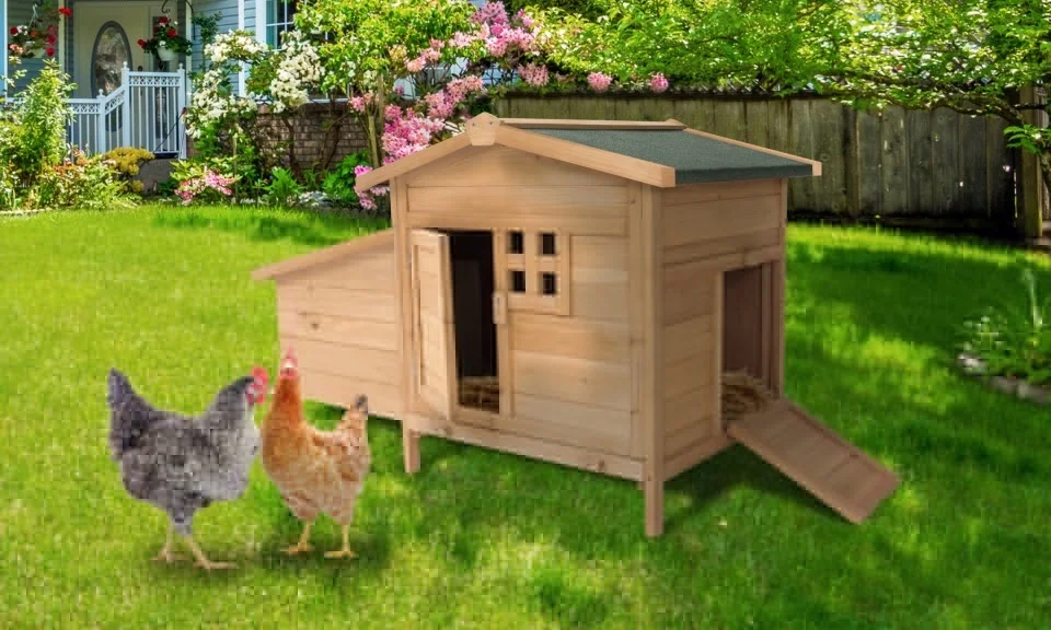 XPT007 Wooden Pet Cages Chicken Coop NATURAL color for outdoor farm house chicken run