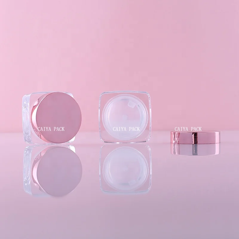 Rose gold 5g clear bottle Unique hexagon round square single glitter eyeshadow gel case eyebrow blusher gel container compact