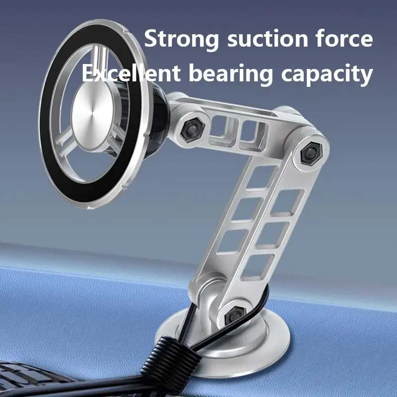 Dashboard Phone Car Mount Aluminum Alloy 360 Rotatable Foldable Magnetic Holder Super Strong Magnet Bracket