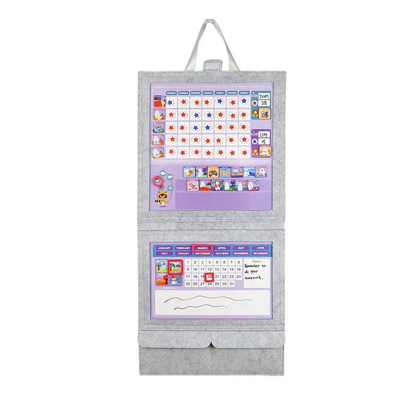 Felt Fabric Weekly Multi-functional behavior Reward Chart plan Hang Calendar For Kids Gift Room Decor