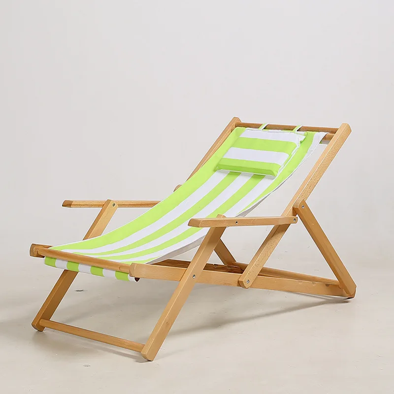  Pine Armrest Easy Recliner Oxford Canvas Flat Lounge Sling Chairs Accompanying Folding Lunch Break Portable