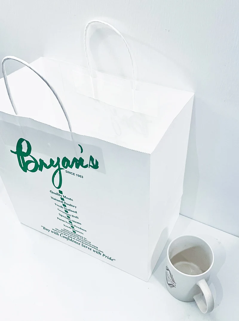 Custom printed recycled biodegradable grocery white kraft paper bags for food packing