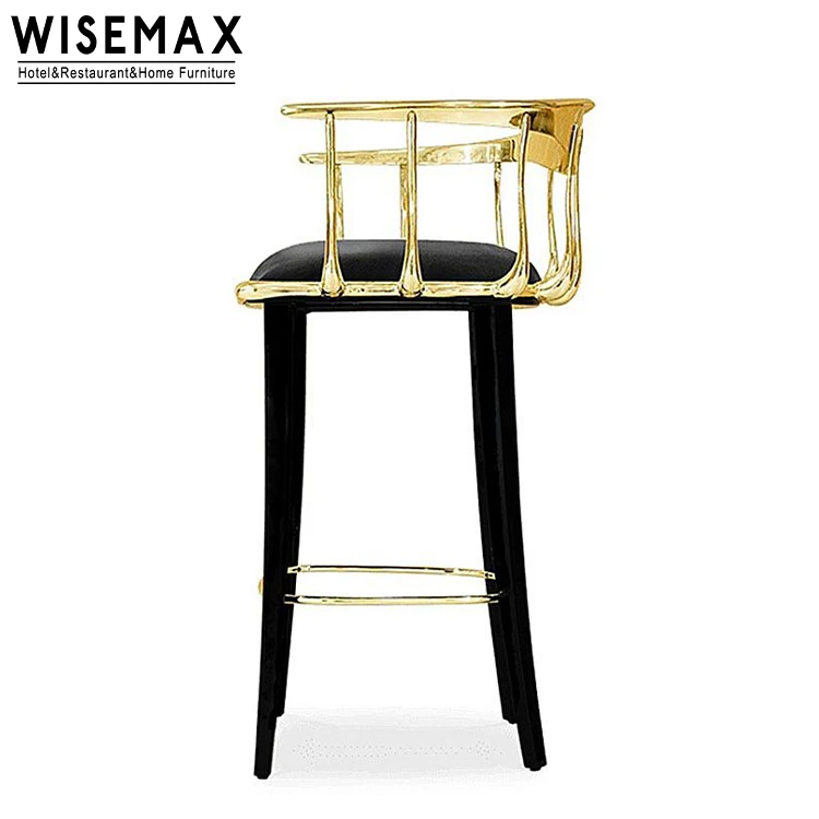 Мебель WISEMAX итальянский роскошный стиль высокий барный стул из нержавеющей стали и бархатной ткани для