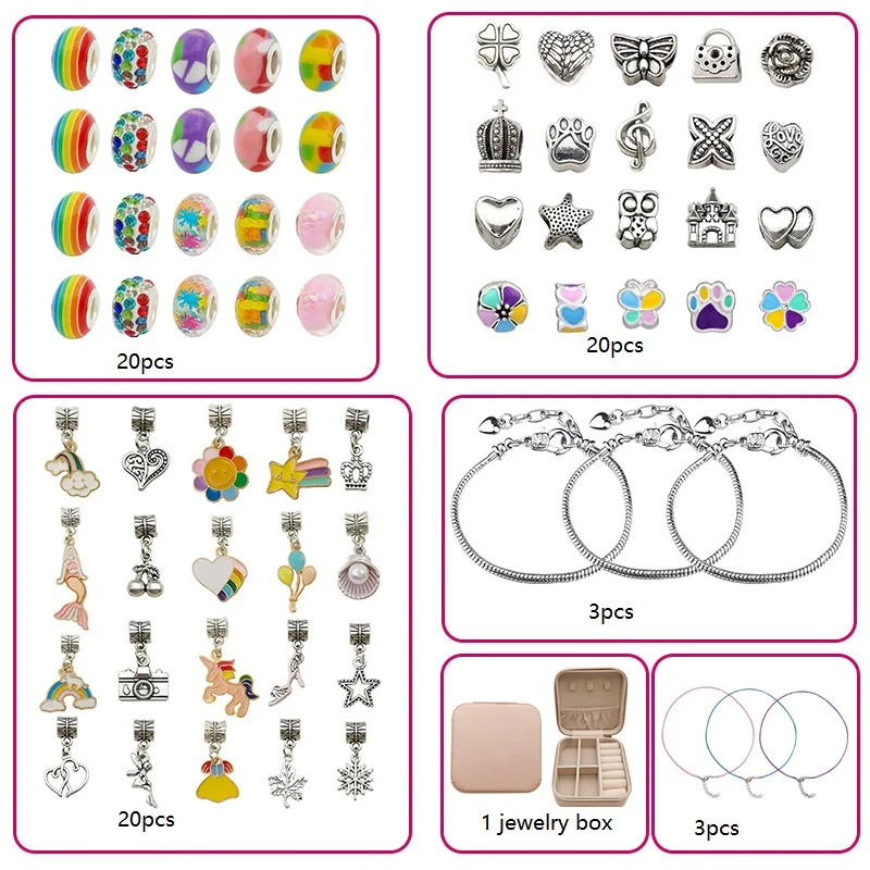 Famous Brand Fantasy Girls Charms Making Kit Bracelet DIY Jewelry Set for Cartoon Kids with Gift Box Friendship Bracelet