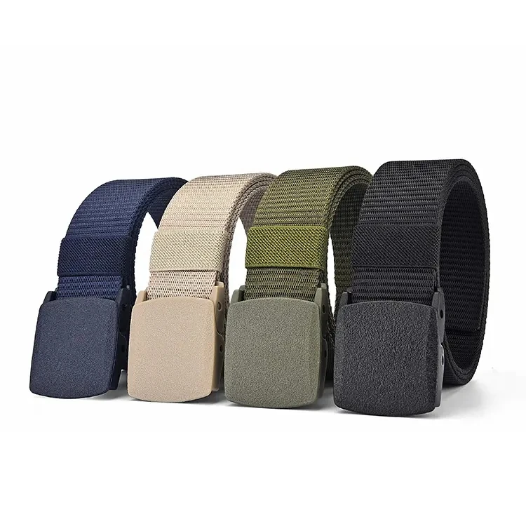 High Quality Strap Automatic Buckle Nylon Belt With Plastic Buckle 3.8cm Canvas Men Fabric Belt