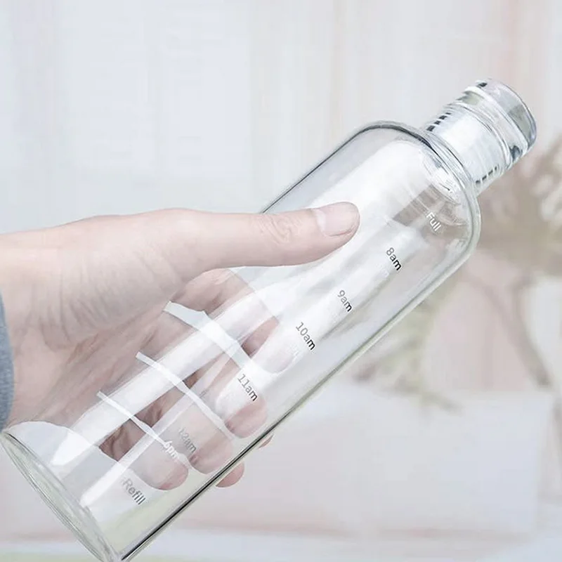 Heat Resistance Sublimation Bpa Free Transparency Sport Water Bottle With Time Marker
