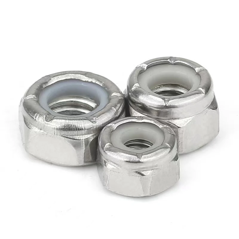 SS304 SS316 Self-locking nut Stainless Steel Metal Hex Flange 1/2 nylon lock nut