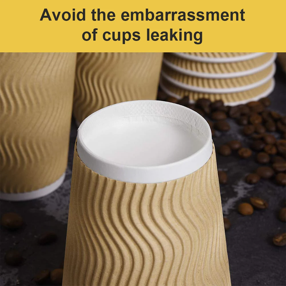 8/10/12/14/16/20oz Hot Sales Biodegradable Disposable Coffee Ripple Wall Paper Cup for sale