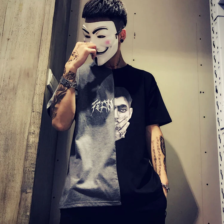 Men White and Black Cut and Sew Custom T Shirt High Quality Custom Vintage t Shirt Sublimated Tshirt