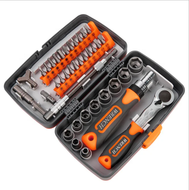 38Pcs 5-14mm multifunctional household maintenance manual screwdriver combination Ratchet socket wrench tools set