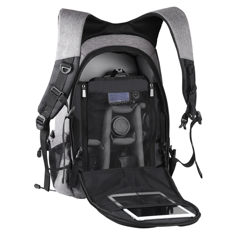  Wholesale OEM PULUZ 3-Fold 14W Solar Power Outdoor Portable Dual Shoulders Backpack Camera Bag with USB Port & Earphone