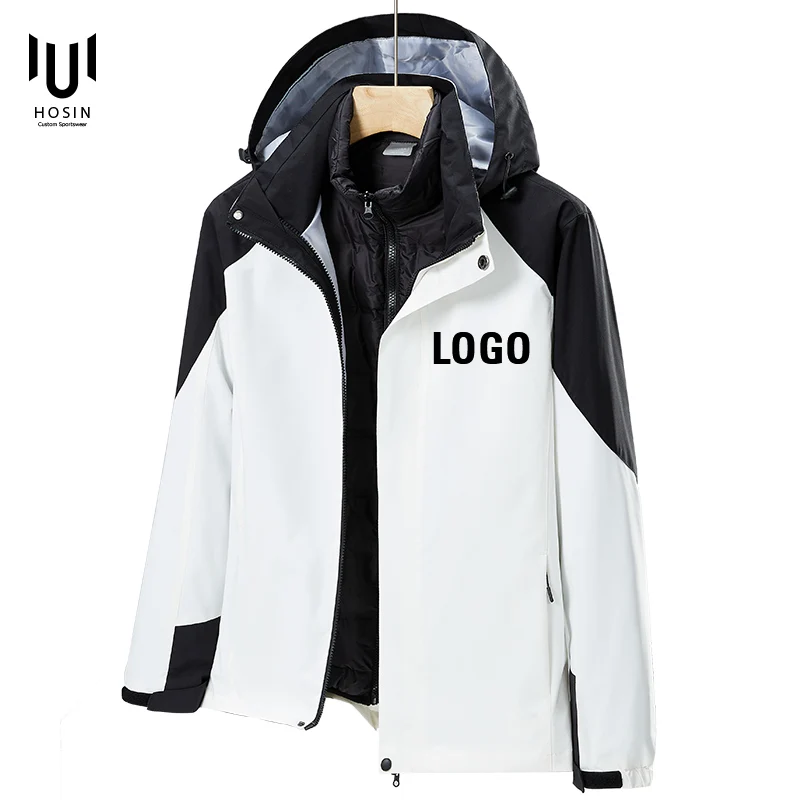 2022 winter 3 in 1 with removable sleeves fleece lining down jacket