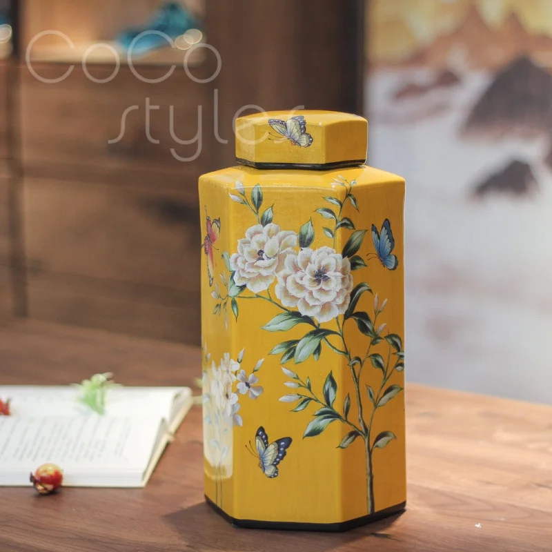 
Cocostyles bespoke luxury decorative tropical plant ceramic jar with crystal lid for country style home decor Valentines 