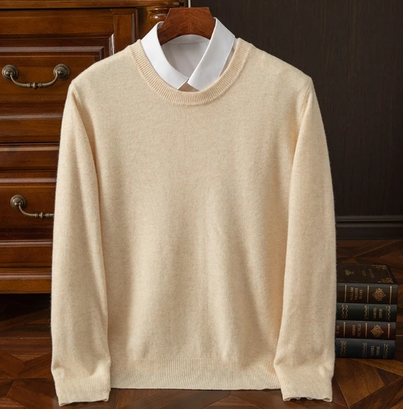 Liu Ming 2025 Trending Product Autumn Winter Men s Clothing O Neck 100% Wool Knitted Long Sleeve Sweaters