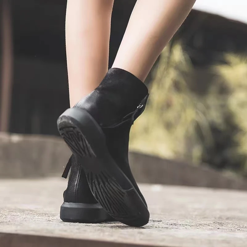 Solid Color Genuine Leather Boots Woman Ladies Fashion Ankle Chelsea Boot