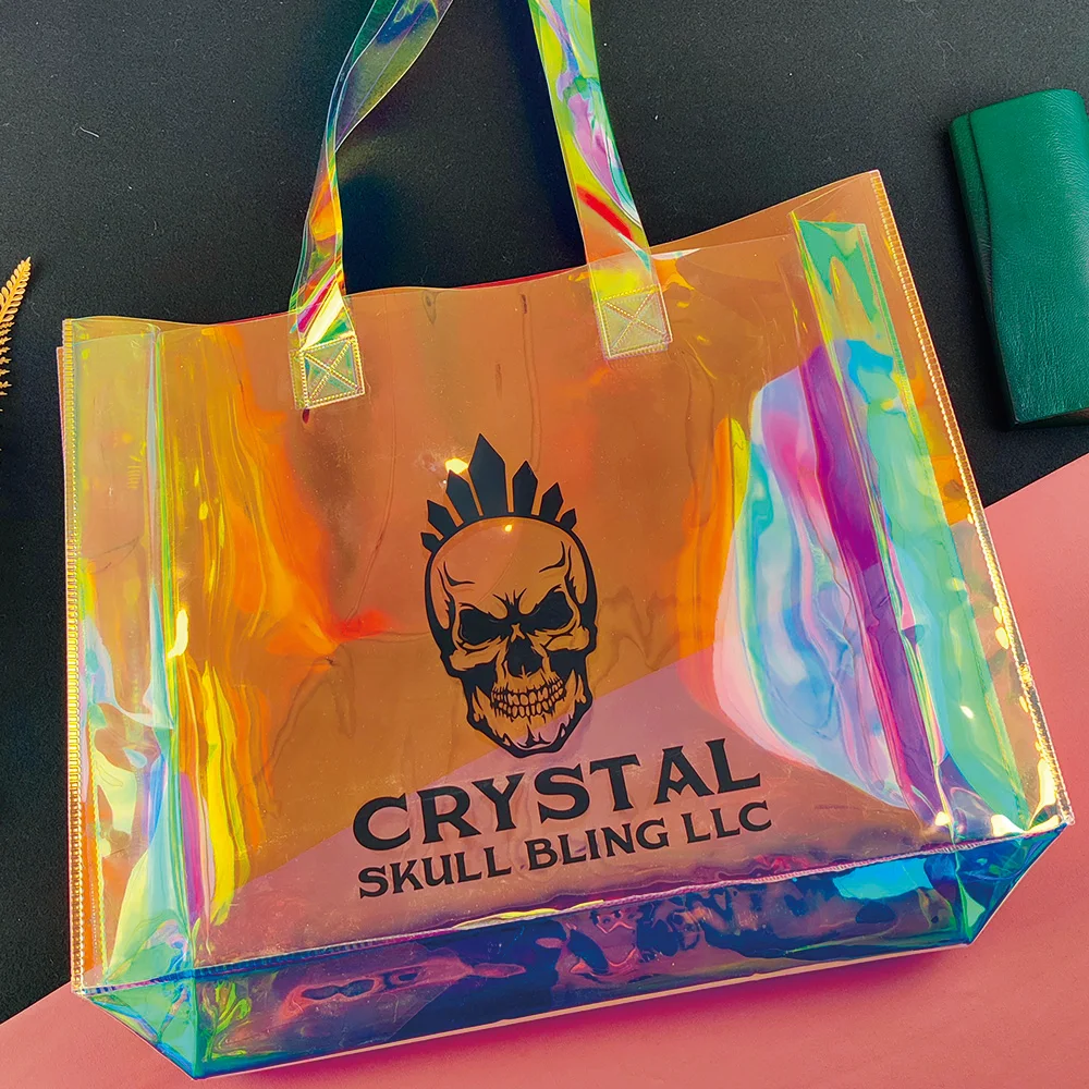 Fashion Sports Hologram PVC Beach Tote Bag 2024 Clear Laser Handbag Transparent Holographic Iridescent Shopping Bags