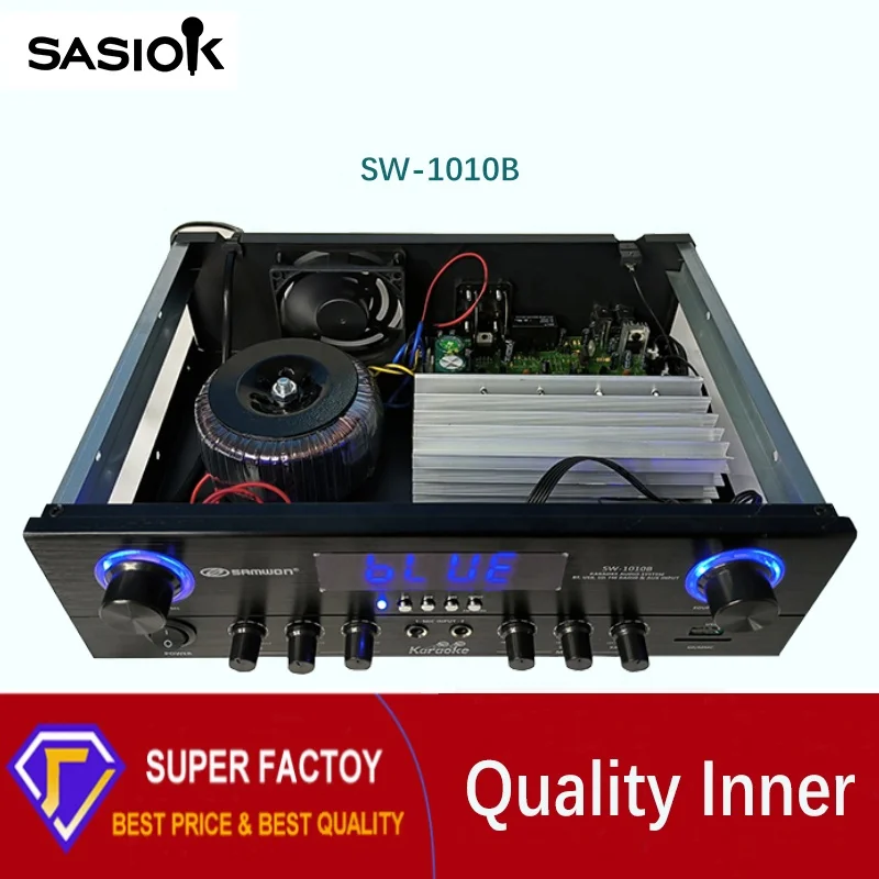 Echo/balance sound SW-1010B peak 700W power stereo karaoke amplifier support BT/USB/SD/MMC/AUX audio input & playback & FM radio