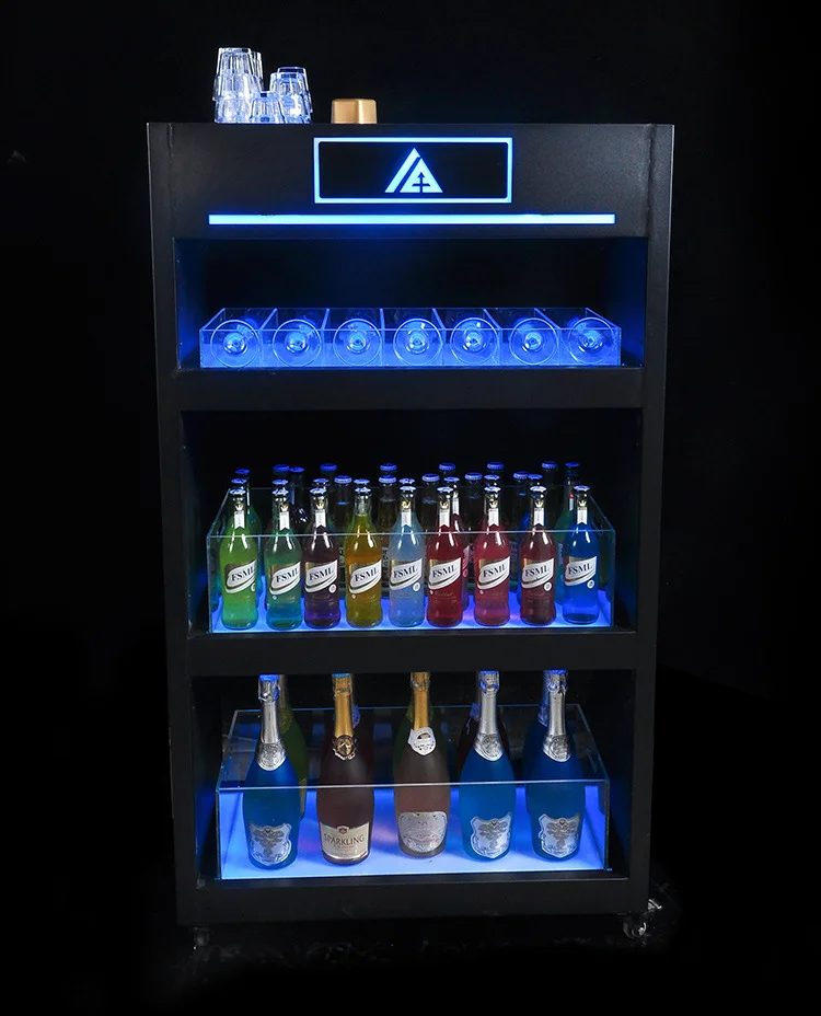 illuminated led glow wine display shelf cabinet for vodka beer tequila whiskey brandy beer