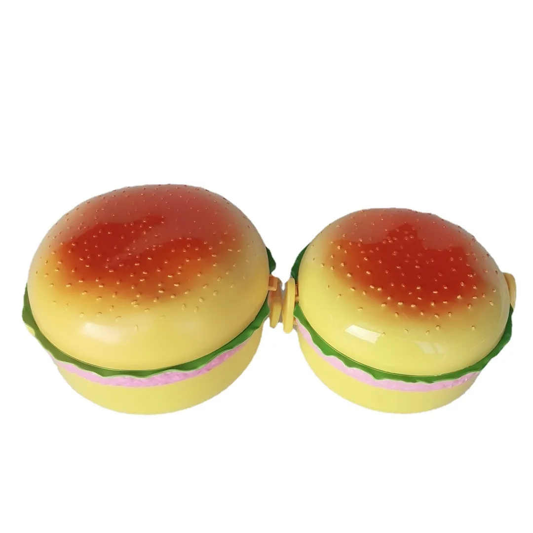 BPA Free Food Grade Portable Burger Shape Bento Lunch Box Students Microwave Oven Recycling Use Children Plastic Lunch Box