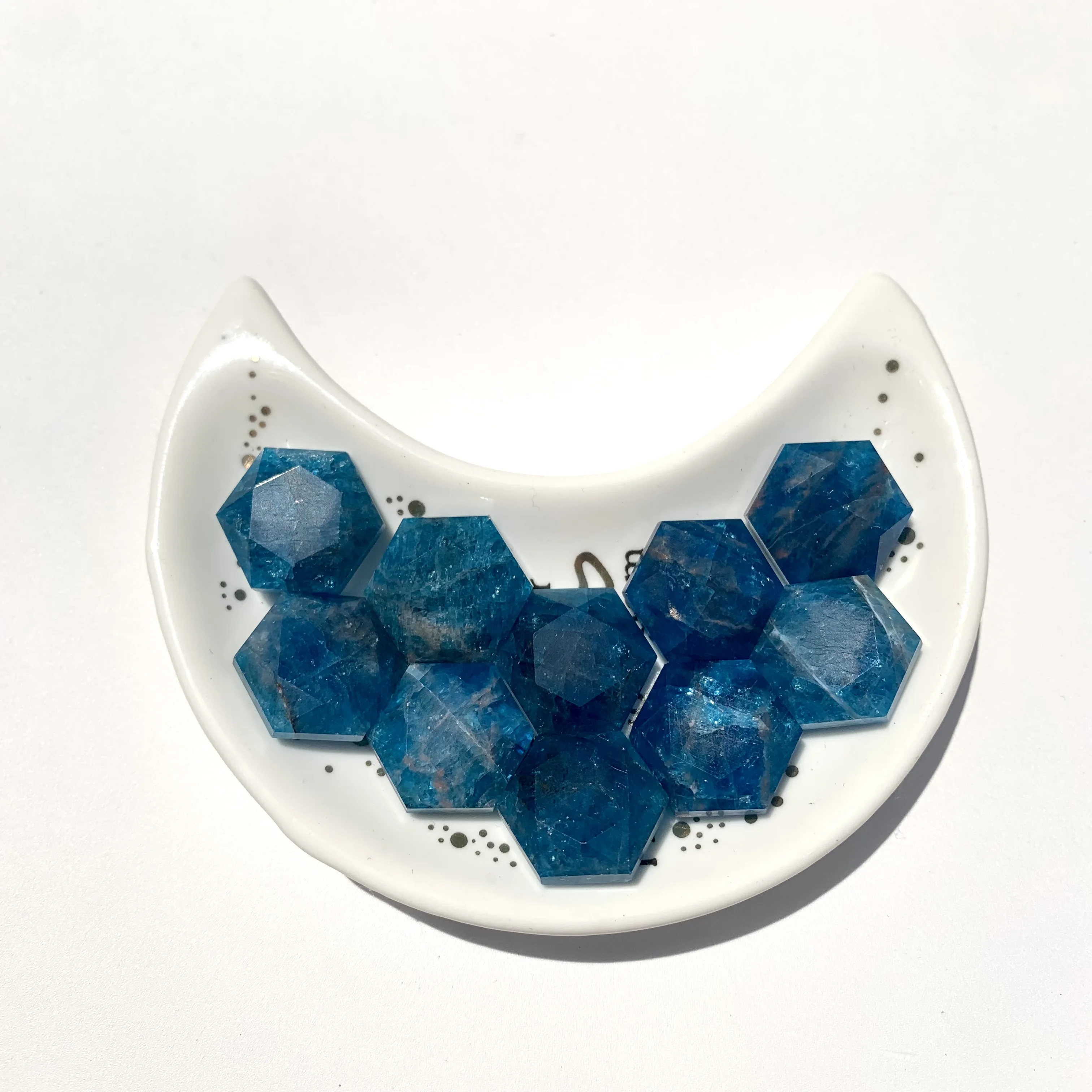 Natural blue apatite healing gemstone hexagram faceted satellite shape pendant spiritual energy jewelry