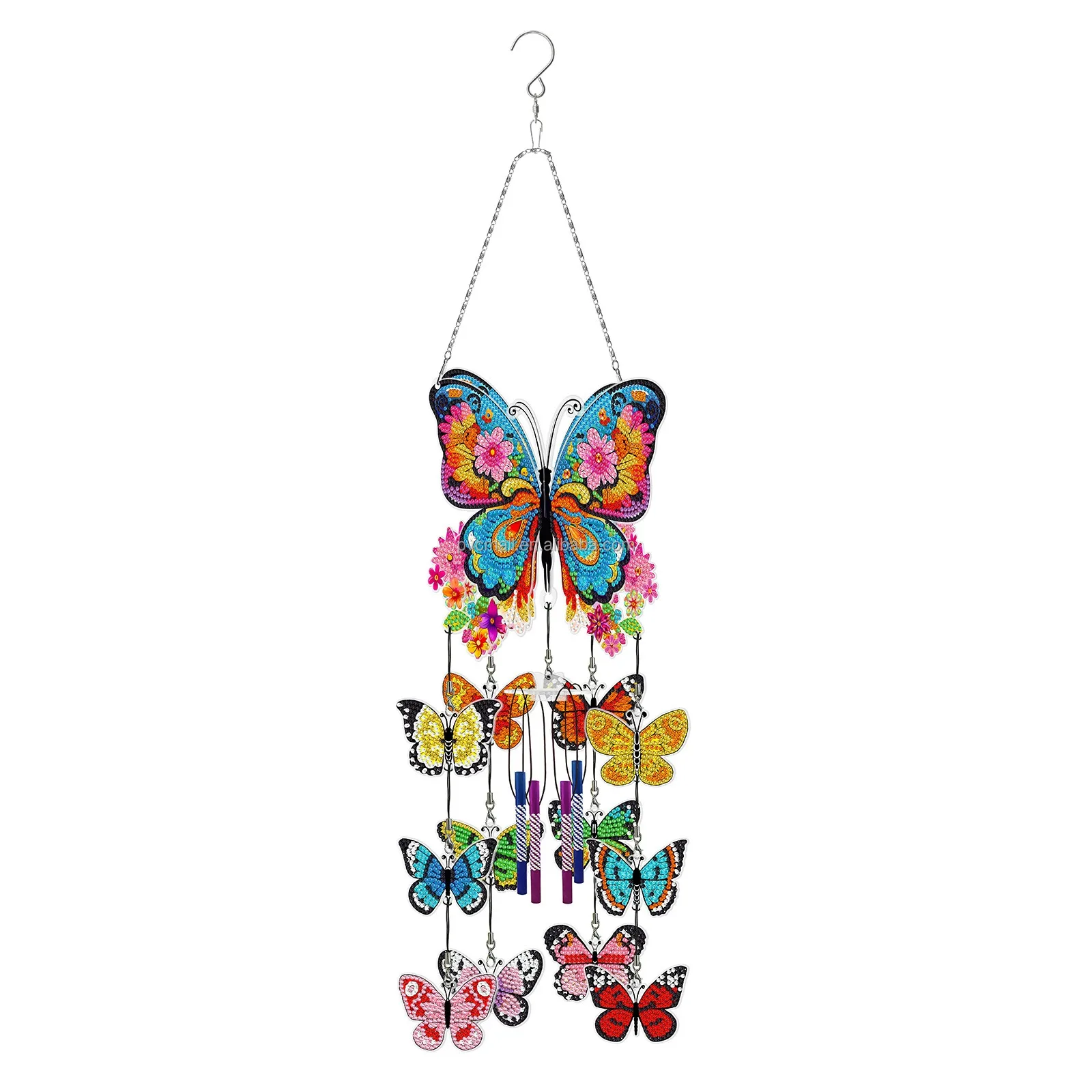 Colorful craft ideas diy butterfly 3d wind chime diamond painting art kit for home decor