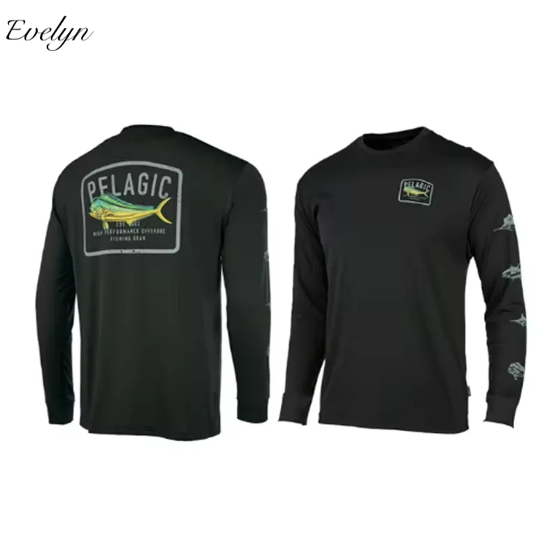 EVELYN OEM ODM Long Sleeve round Neck Fishing Suits Uv Fishing Gear Outdoor Quick-Drying Breathable T-shirt Fishing Suits