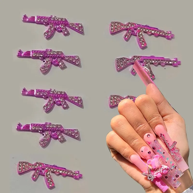 Religious Gun Nail Charms Crystal Manicure 3D Jewelry  Nail Art Decorate Nail Rhinestones Salon