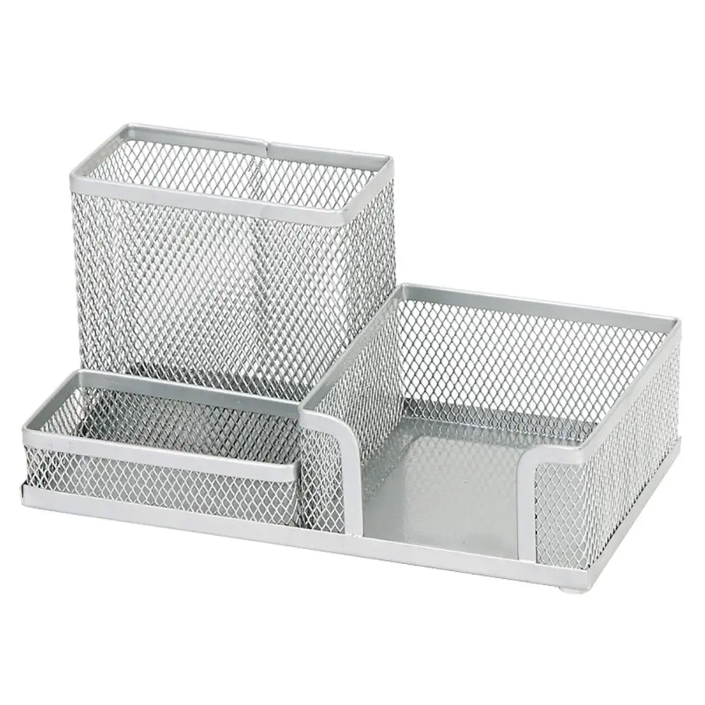 
Mesh Desk Organizer Office Supplies Caddy with Pencil Holder and Storage Baskets for Desk Accessories 3 Compartments 