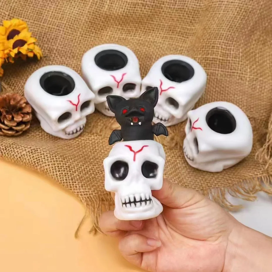 2024 популярные игрушки на Хэллоуин Скелет Череп TPR Тыква Fidget сжимает стресс игрушка для детей