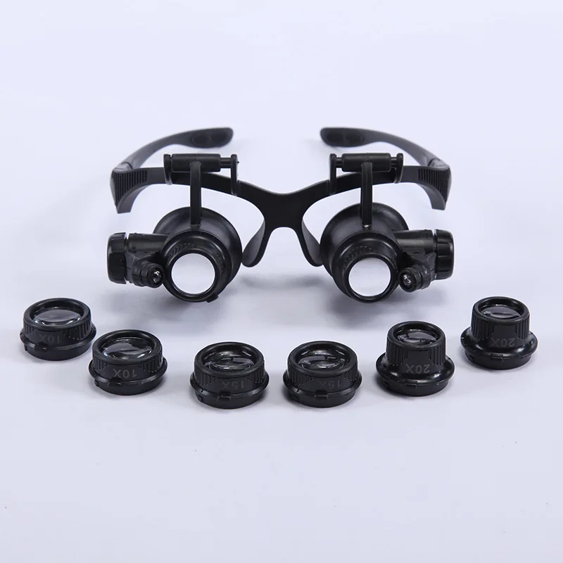 25X Magnifier Magnifying Eye Glass Loupe Jeweler Watch Repair Kit LED Light 20X