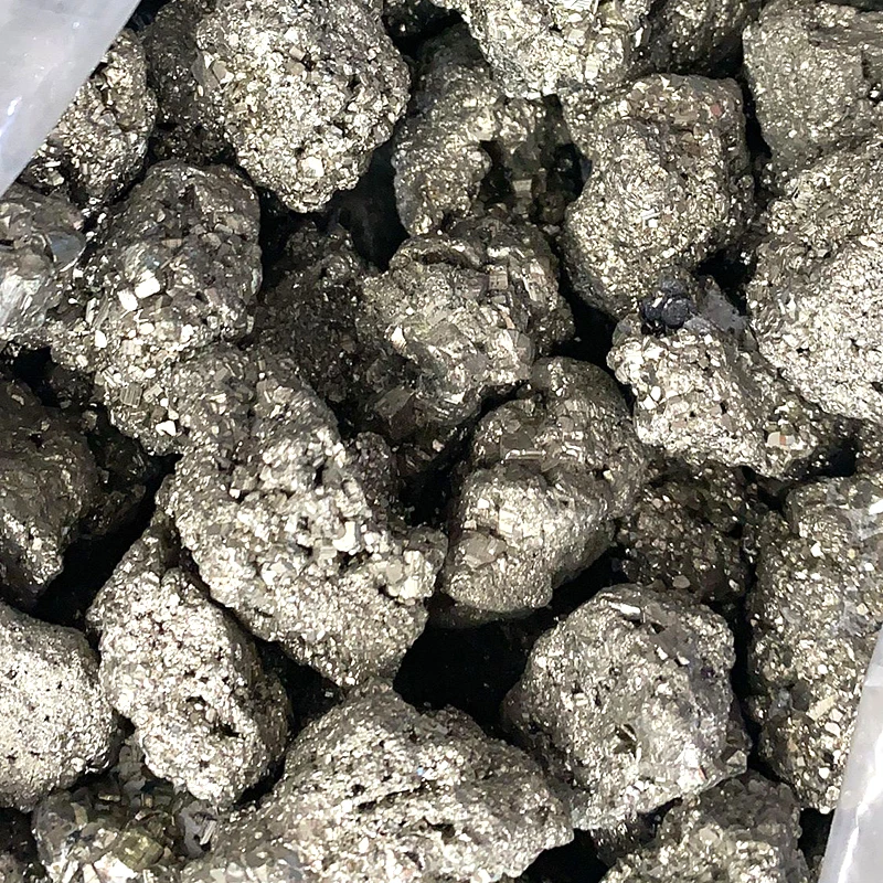 High Quality Natural Peru Peruvian Raw Rough Nugget Chip Cluster Mineral Specimen Gold Stone Pyrite Crystal Bulk Price For Sale