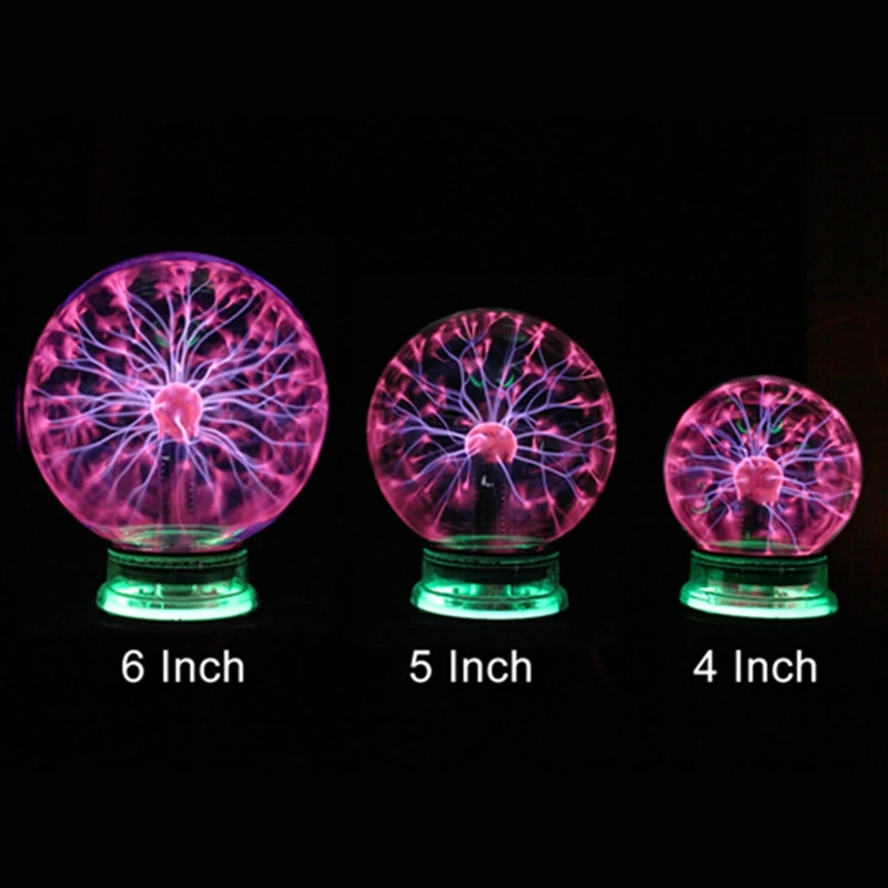 Magic Plasma Ball 3/4/5/6/8 Inch  USB Static Ball Crystal Lightning Ball Sound Controlled Plasma Light For Home