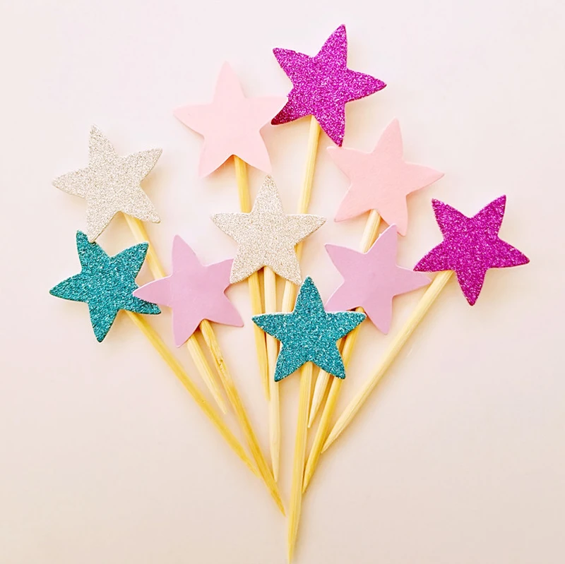 Glitter Gender Reveal Boy or Girl Cup Cake Toppers Baby Shower Party Cake Food Decoration Supplies/