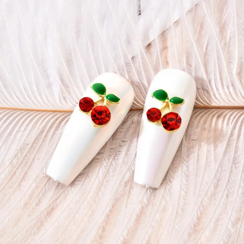 3D alloy cherry nail art charms red-cherry nail accessories 3D nail art jewelry