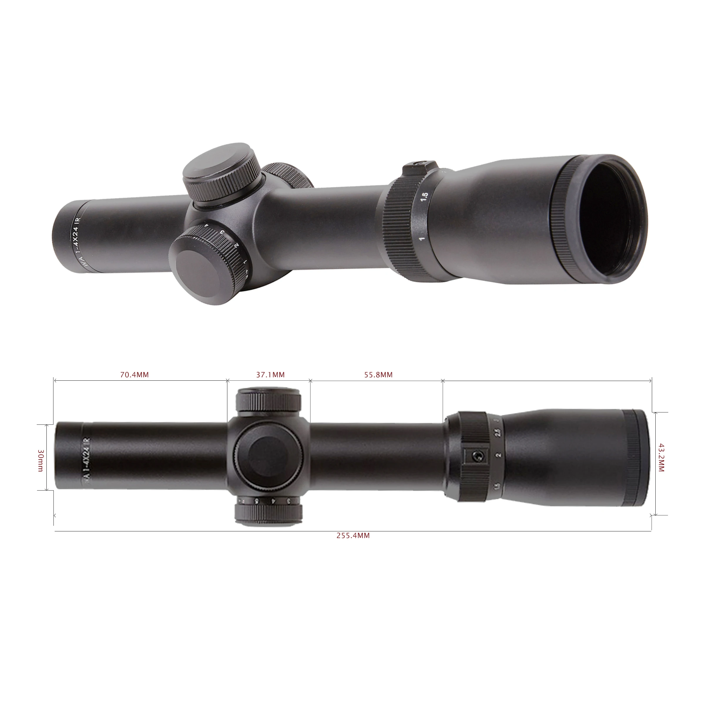 Outdoor Long range 1-4X24 optic scope hunting tactical optical scopes sight