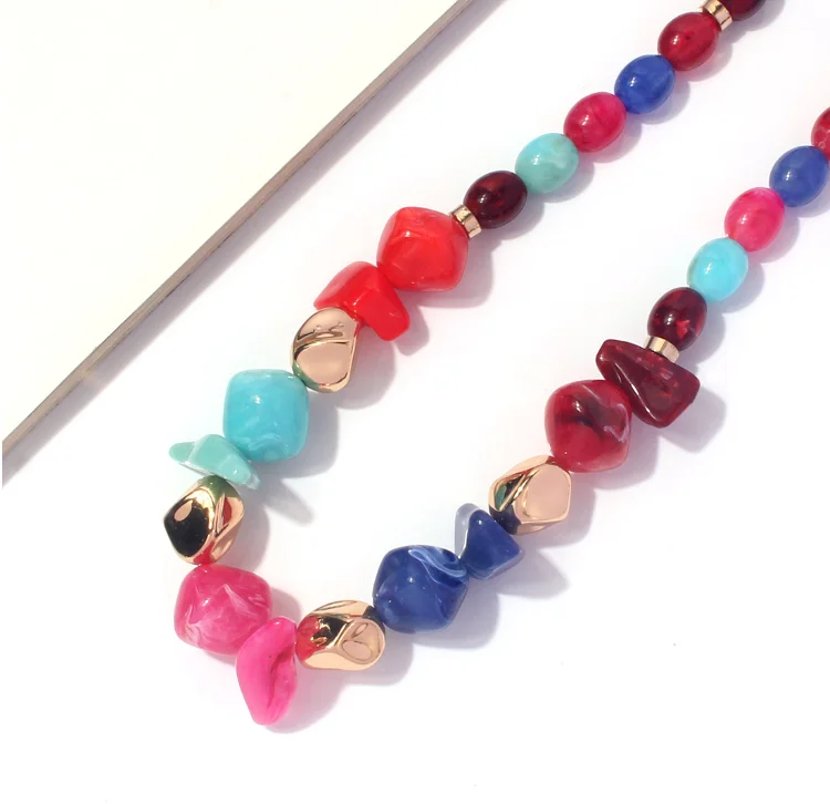 Handmade Multicolored Resin Acrylic Beads link Collar Necklace For Women Statement Turquoise Choker Necklace Jewelry Wholesale