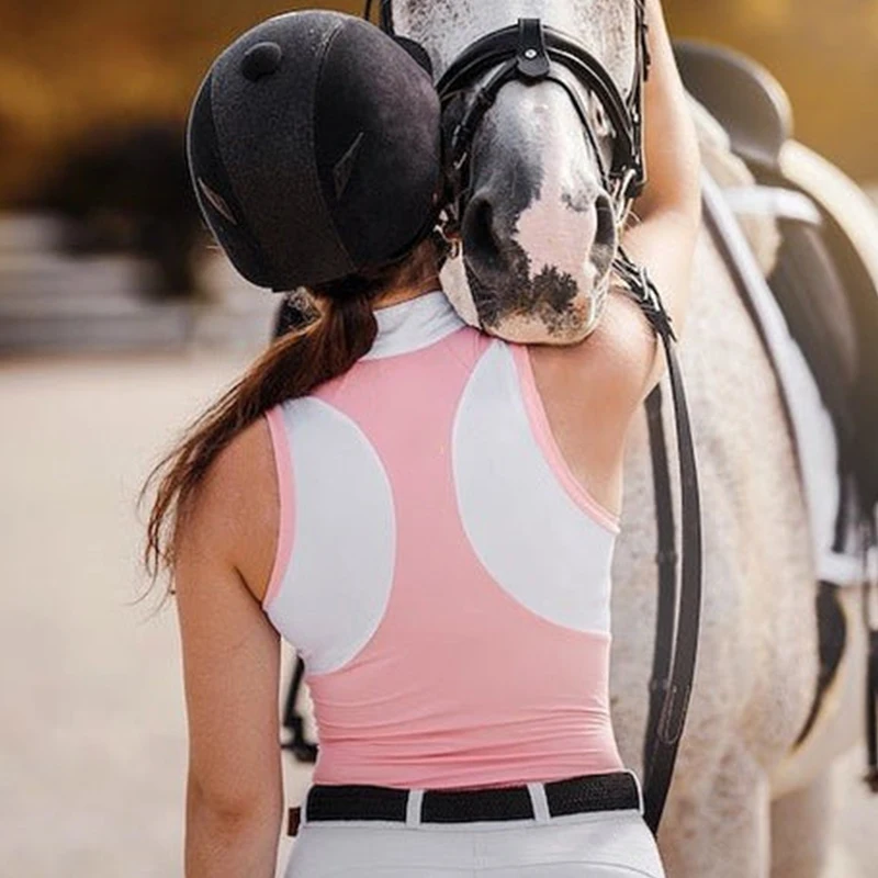 Custom Polyester Spandex Fabric Sweat Wicking Riding Competition Summer T-Shirt Equestrian Clothing Wholesale