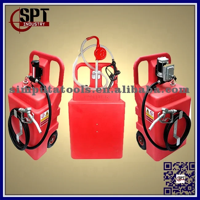 32 Gallon Plastic  Fuel Caddy Portable Tank With Hand  Transfer Pump