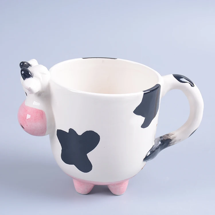 High Quality 500ml Cow Ceramic Mug Lovely Wholesale Eco-Friendly Drinkware Thermal Insulation Customizable Tea Giveaways