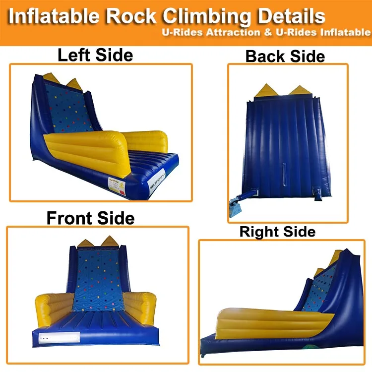 Customized  indoor training center both kid and adult  blue color air rock climbing walls inflatable rock wall