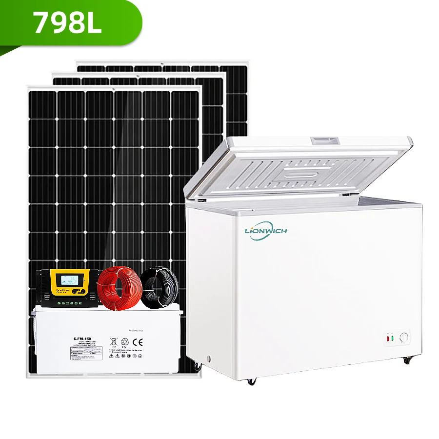 798L 1088L 1388L 1688L Household Commercial Solar Chest Kit Price DC Powered Deep Solar Freezer With Solar and Battery