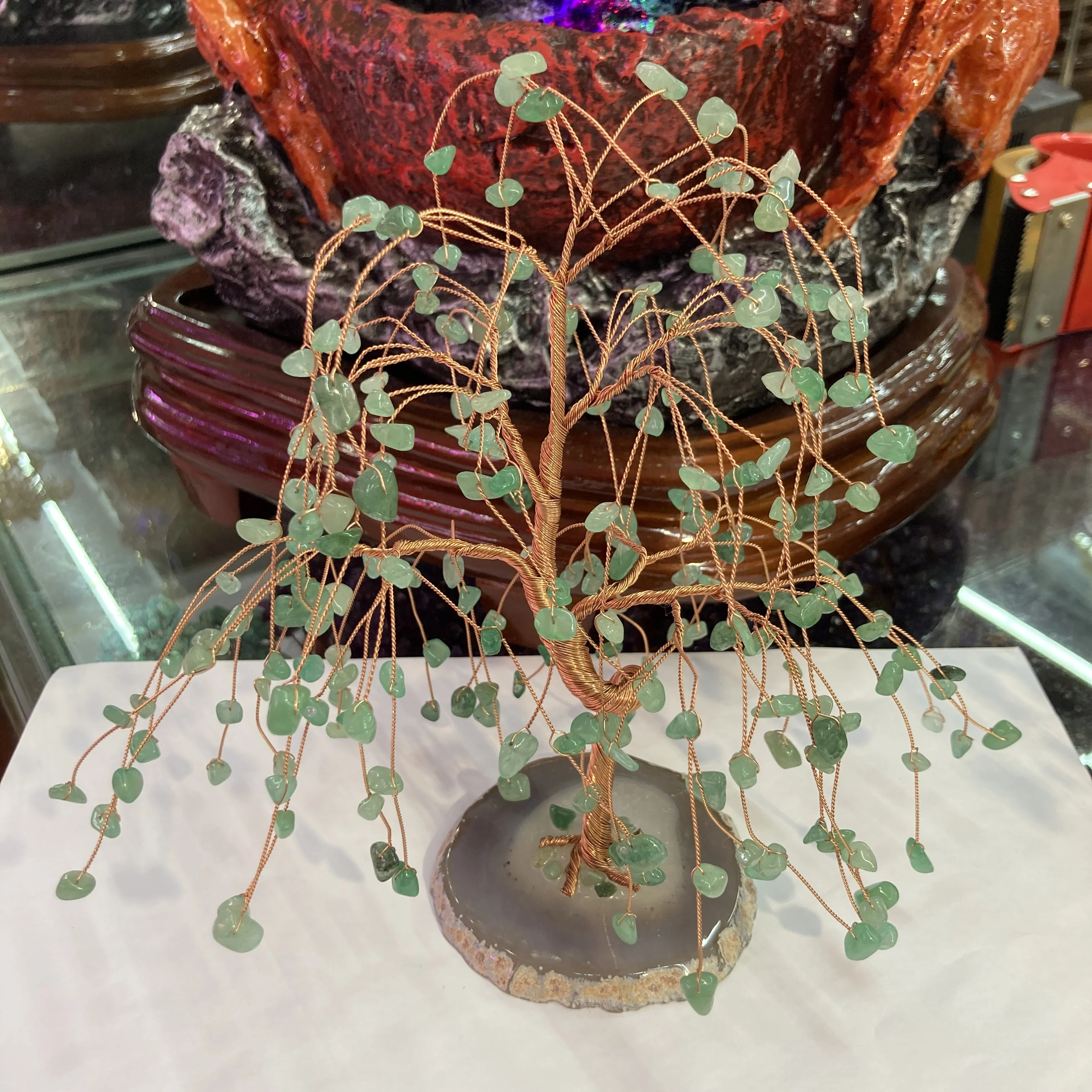 Natural gem money Lucky tree Christmas stone decoration natural art crystal craft