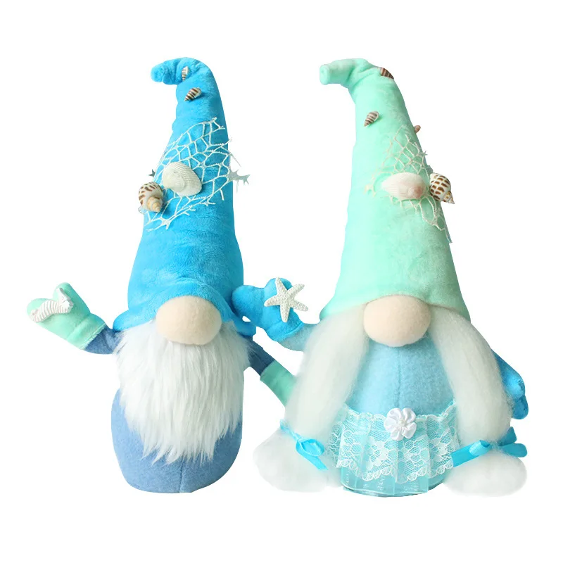 Hot Plush Summer Gnome Beach Coastal Shell Tiered Tray Decorations Swedish Ocean Theme Faceless Doll Wholesale