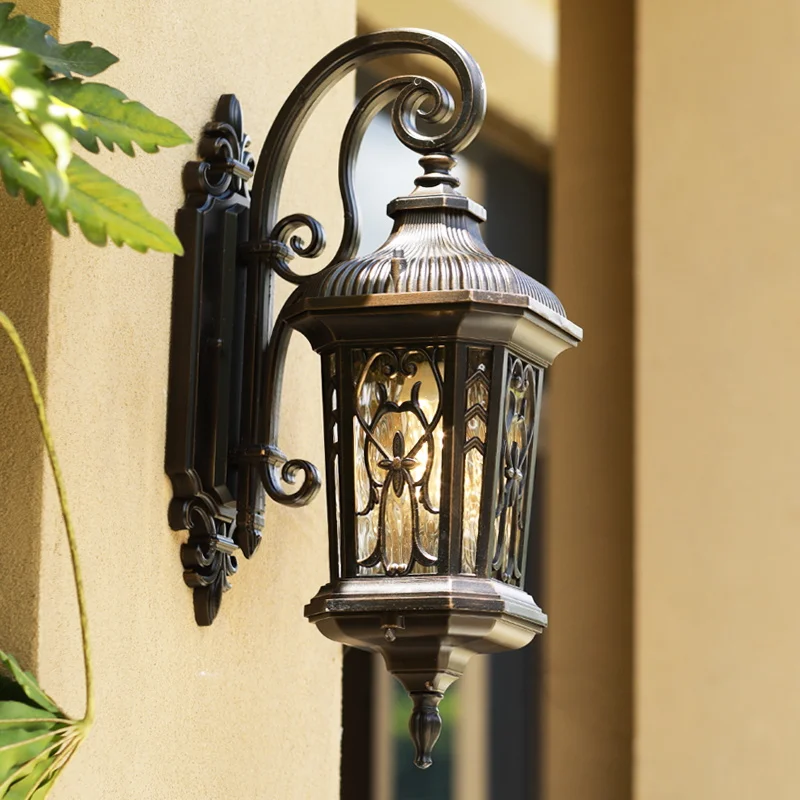 Classic Aluminium Garden Outdoor Wall Lamp Antique Clear Glass Contemporary European LED PC Aluminum Customized E27lamp Holder