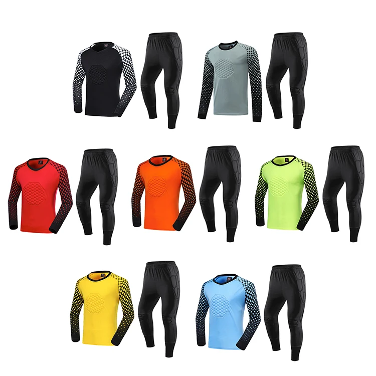 Men Long Sleeved Soccer Goalkeeper Uniforms Customized logo Adult and child Football Jersey Training Soccer Wear Set