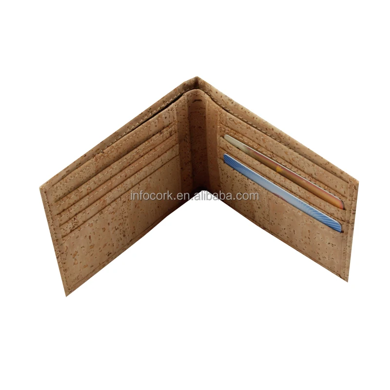 FSC Cork factory wholesale Eco friendly Vegan Cork wallet Customized Logo Rfid Men Leather Wallet bags cases